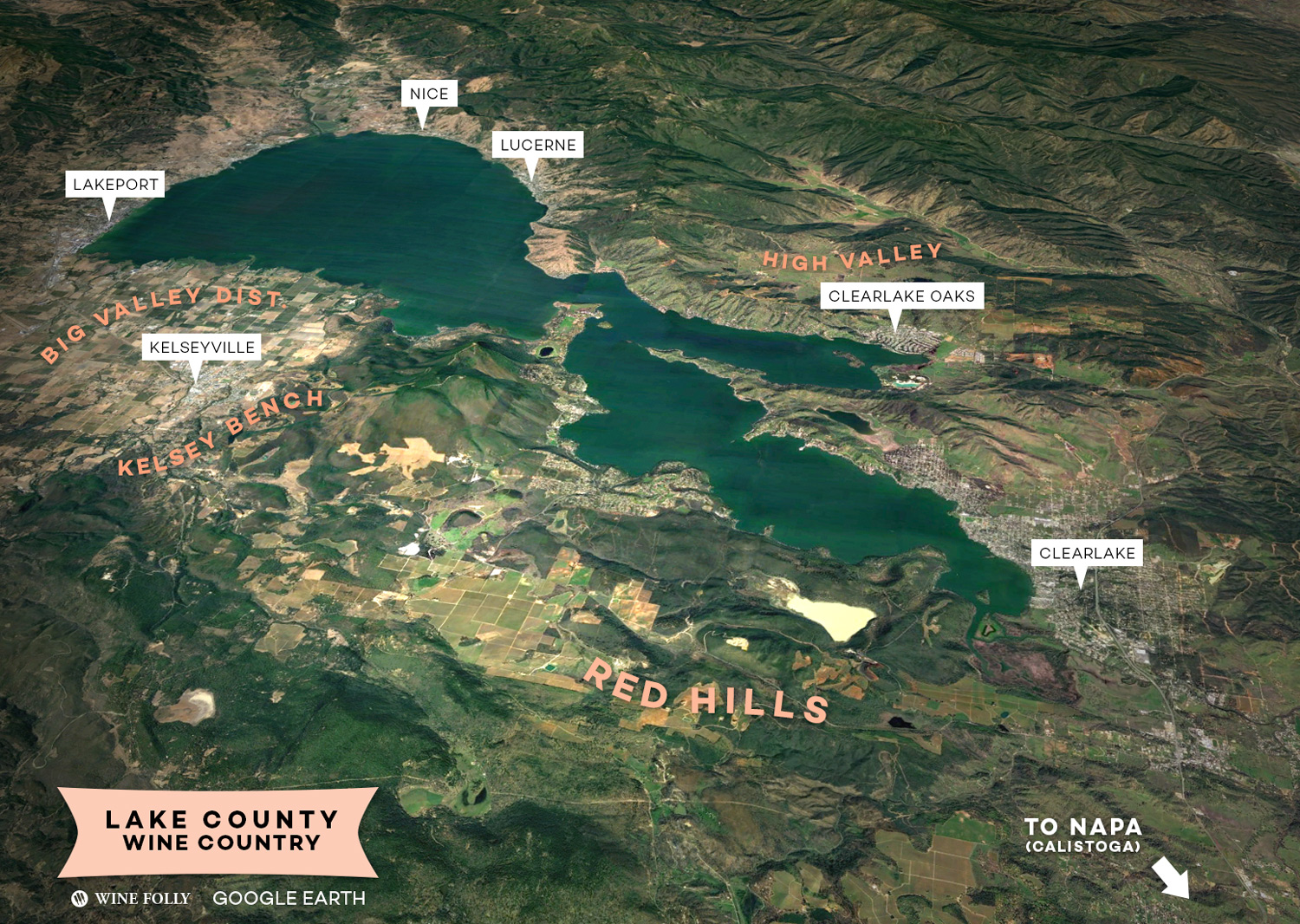 Lake County, CA Wine Country Map by Wine Folly