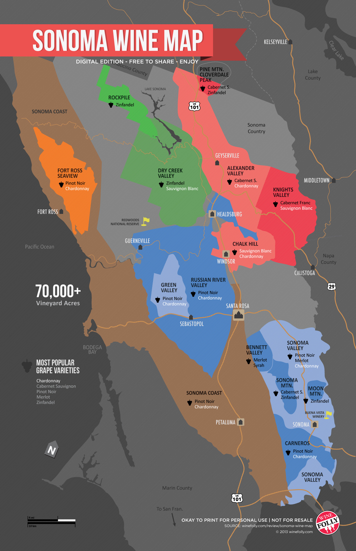 Sonoma Wine Map by Wine Folly