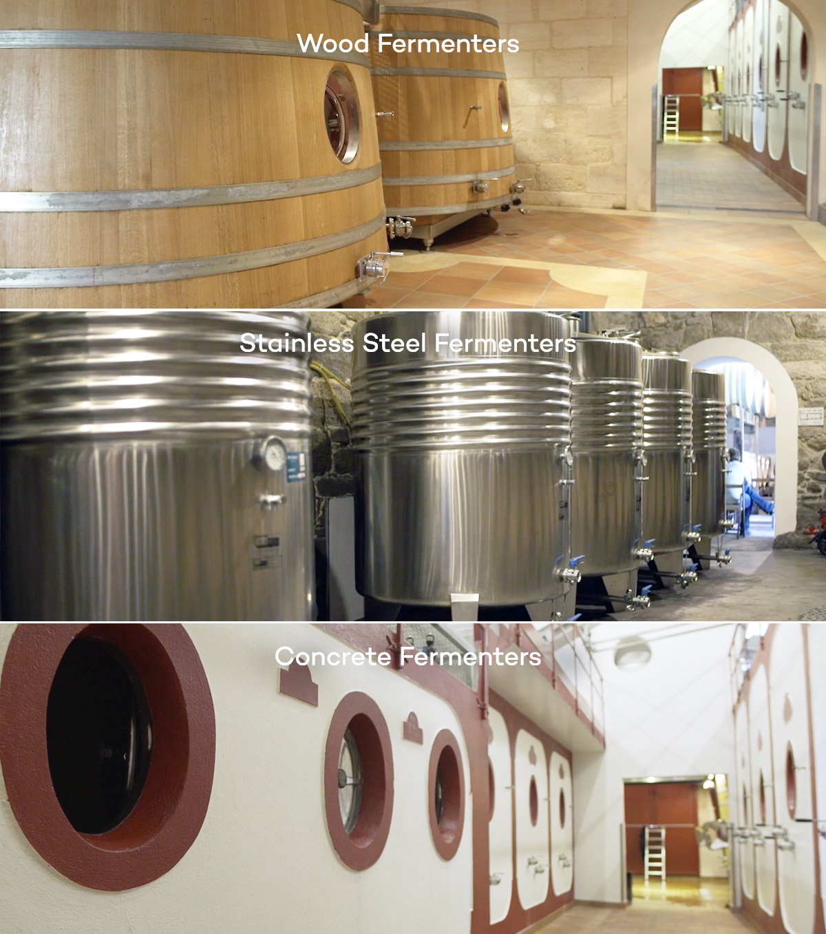 Types of wine fermentation tanks